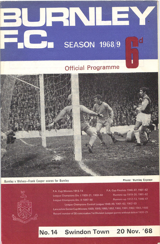 <b>Wednesday, November 20, 1968</b><br />vs. Burnley (Away)